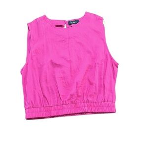 Kourt NWT Pink Linen Sleeveless Crop Top Size Large Barbie Coastal‎ Grandma